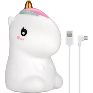 Candeeiro LED RGB-W (3000K) Touch sem fios recarregável (USB-C) - Unicórnio