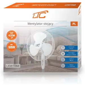 Ventoinha de Pé alto Ø41cm 50W 3 Modos c/ comando remoto - Branco