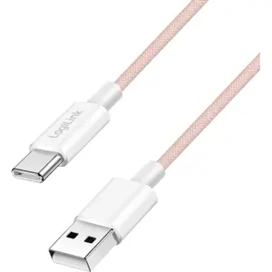 Cabo USB-A ➝ USB-C PD 60W c/ revestimento em nylon - Rosa - 1 m