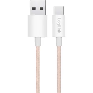 Cabo USB-A ➝ USB-C PD 60W c/ revestimento em nylon - Rosa - 0.5 m