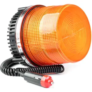 Sinalizador (pirilampo) LED 12V rotativo de base magnética - Laranja - IP66 - Ø115x115mm - AMiO