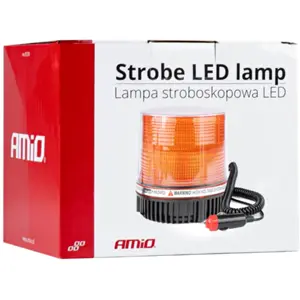 Sinalizador (pirilampo) LED 12V rotativo de base magnética - Laranja - IP66 - Ø115x115mm - AMiO