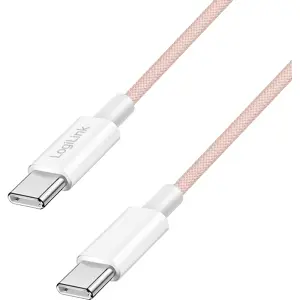 Cabo USB-C ➝ USB-C PD 60W c/ revestimento em nylon - Rosa - 1,5 m