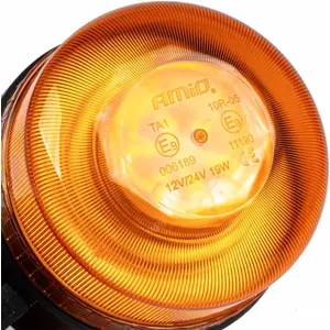 Sinalizador (pirilampo) LED sem fios 15W estroboscópico e rotativo (magnético + ventosa) - Laranja - IP66 - Ø123x110mm