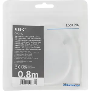 Cabo USB-C ➝ USB-C 4 Gen3 100W 40Gbps 8K c/ E-mark - 0.8 m