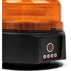 Sinalizador (pirilampo) LED sem fios 15W estroboscópico e rotativo (magnético + ventosa) - Laranja - IP66 - Ø123x110mm