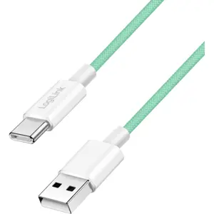Cabo USB-A ➝ USB-C PD 60W c/ revestimento em nylon - Verde - 1.5 m