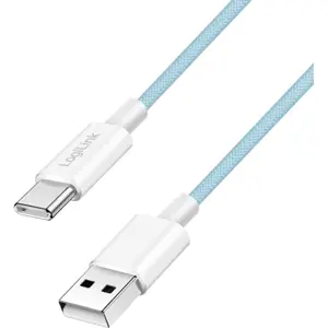 Cabo USB-A ➝ USB-C PD 60W c/ revestimento em nylon - Azul - 1,5 m