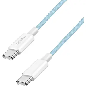 Cabo USB-C ➝ USB-C PD 60W c/ revestimento em nylon - Azul - 1,5 m