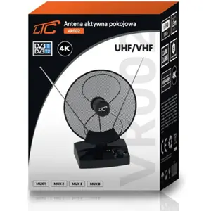 Antena TV Terrestre amplificada TDT VHF/UHF 4K FHD 25dB c/ filtro LTE - preto