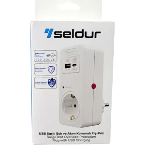 Tomada Schuko pass-through c/ proteção + USB-A/C 3A PD (20W) 250V
