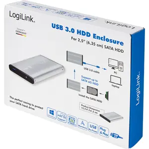 Caixa para disco rígido SATA III 2.5'' c/ USB-A 3.0 - Cinza
