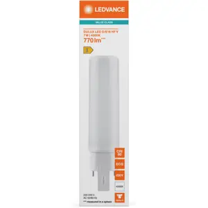 Lâmpada LED tipo PL G24Q-2 4 pinos 7W (=18W/840) 770lm 4000K (branco neutro)