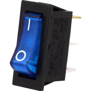Interruptor basculante estreito 2 posições estáveis - ON-OFF - 250VAC 10A (3 pinos) - luminoso Azul