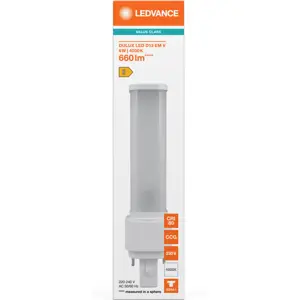 Lâmpada LED tipo PL G24d-1 2 pinos 6W (=10W/840) 660lm 4000K (branco neutro)