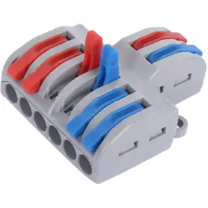 Ligador rápido 4 conexiones Doble (1-para-3) (0.08...4mm²) con patillas