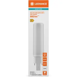 Lâmpada LED tipo PL G24Q-1 4 pinos 6W (=13W/840) 660lm 4000K (branco neutro)