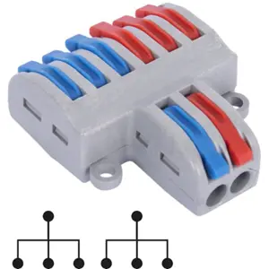 Ligador Rápido 4 ligações Duplo (1-para-3) (0.08...4mm²) c/ patilhas