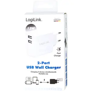 Carregador 2×USB-A (12W) - Branco