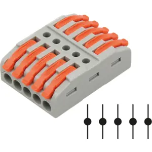 Ligador Rápido 2 ligações quíntuplo (em linha) (0.08...4mm²) c/ patilhas