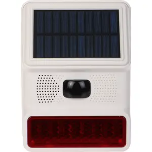 Alarme PIR solar com sirene e  luz estroboscópica para alarme ATLO - IP65