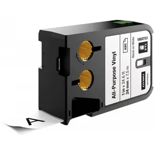 Fita de etiquetar XTL Vinil multiuso [Preto sobre Branco] - 24mm x 7m