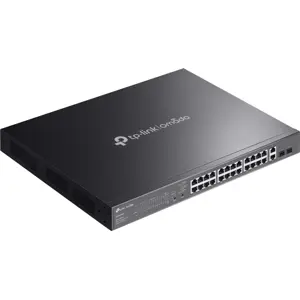 Switch 28 Portas Gigabit (24 RJ45 PoE+ | 2 RJ45 | 2 SFP) montável em rack