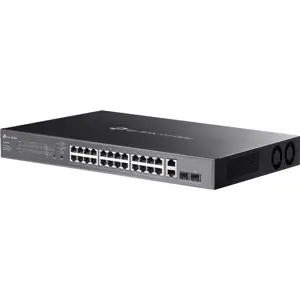 Switch 28 Portas Gigabit (24 RJ45 PoE+ | 2 RJ45 | 2 SFP) montável em rack