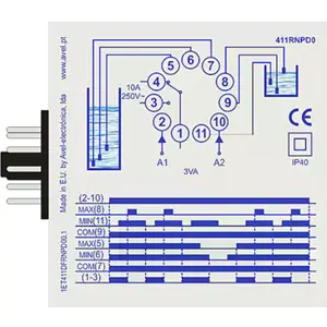Relé de nível p/ controlo de bombeamento de poço para depósito - Plug-In (11 pinos) 400VAC