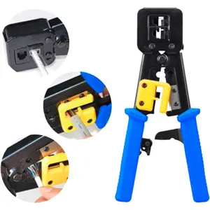 Alicate para cravar fichas RJ11 / RJ12 / RJ22 / RJ45 de tecnologia passante