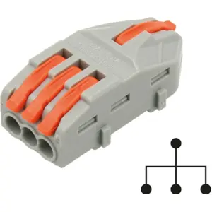 Ligador Rápido 4 ligações (1-para-3) (0.08...4mm²) c/ patilhas