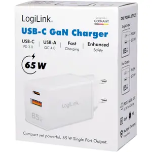 Carregador 65W GaN USB-C (PD) + USB-A (QC)