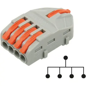 Ligador Rápido 5 ligações (1-para-4) (0.08...4mm²) c/ patilhas