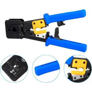 Alicate para cravar fichas RJ11 / RJ12 / RJ22 / RJ45 de tecnologia passante