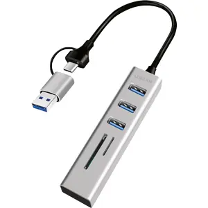 Hub USB 3.0 de 3 portas USB-A c/ leitor de cartões SD/MicroSD