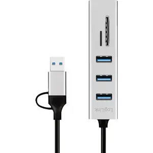 Hub USB 3.0 de 3 portas USB-A c/ leitor de cartões SD/MicroSD
