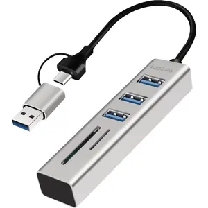Hub USB 3.0 de 3 portas USB-A c/ leitor de cartões SD/MicroSD