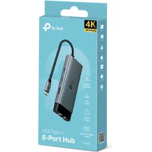Hub USB Type-C 6-em-1 (1x USB-C 2x USB-A 1x HDMI 1x RJ45 1x PD)