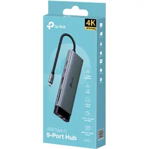 Hub USB Type-C 9-em-1 (1x USB-C 3x USB-A 1x HDMI 1x RJ45 1x PD 1x SD 1x microSD)
