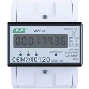 Medidor digital de consumo de energia trifásico (80A) para calha DIN