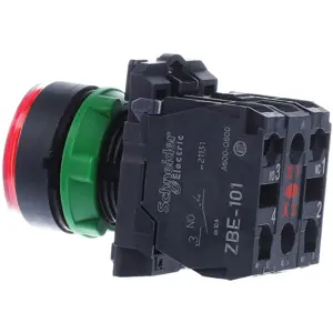 Botão de pressão iluminado da série Harmony XB5 Ø22mm (LED 24V vermelho) – 1NO+1NC 240V