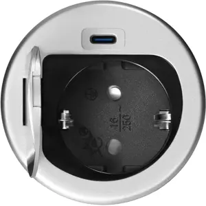 Bloco de tomadas de encastrar (Ø62mm) 1x Schuko + 1xUSB-C