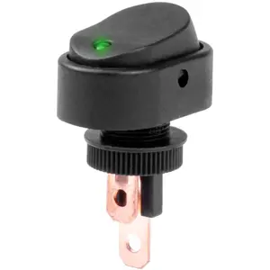 Interruptor basculante 2 posições estáveis - ON-OFF - 12/24Vdc 30A (3 pinos) - LED 12VDC verde