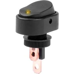 Interruptor basculante 2 posições estáveis - ON-OFF - 12/24Vdc 30A (3 pinos) - LED 12VDC amarelo
