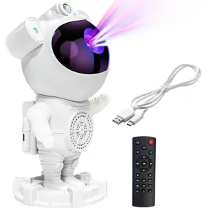 Candeeiro projector de estrelas formato Astronauta c/ coluna Bluetooth - 5V USB