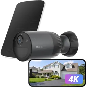 Câmara IP (Wi-Fi) Bullet 4K 2.8mm IR 15m c/ bateria, sensor PIR e AOV + painel solar - IP65