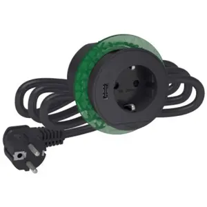 Bloque de toma de embutir (Ø60mm) c/ Schuko + USB-A - IP20 - Antracita