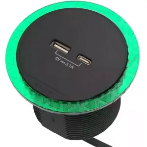 Carregador USB-A + USB-C 3.1A de embutir (Ø60mm) IP20 - Antracite