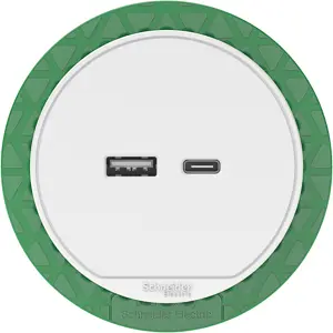 Cargador USB-A + USB-C 3,1A de empotrar (Ø60mm) IP20 - Blanco