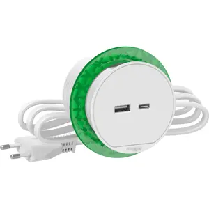Cargador USB-A + USB-C 3,1A de empotrar (Ø60mm) IP20 - Blanco
